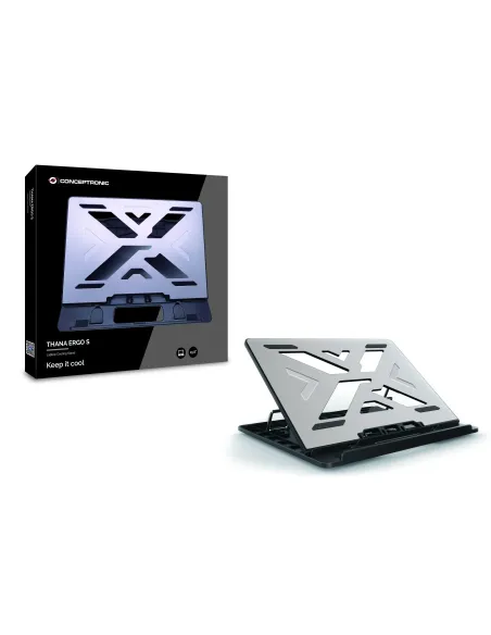 Conceptronic THANA ERGO S, Laptop Cooling Stand Soporte para ordenador portátil Gris 39,6 cm (15.6")