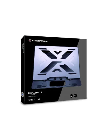 Conceptronic THANA ERGO S, Laptop Cooling Stand Soporte para ordenador portátil Gris 39,6 cm (15.6")