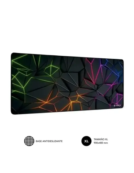 SUBBLIM Neon Obsidian XL Alfombrilla de ratón para juegos Negro, Multicolor