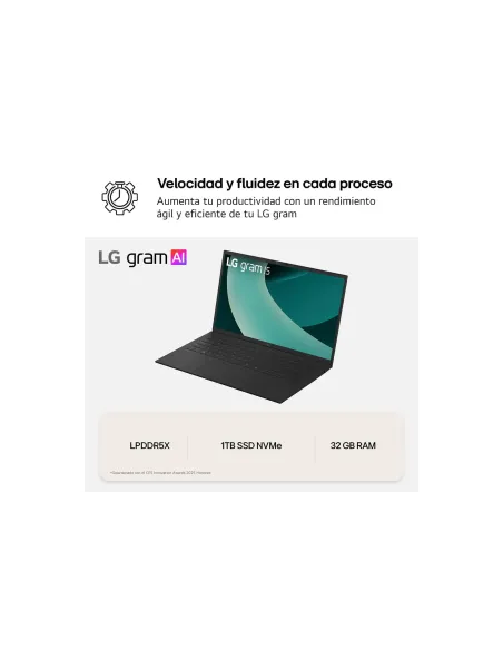 LG Gram 15Z80T-G.AU88B ordenador portatil AMD Ryzen AI 7 350 Portátil 39,6 cm (15.6") Full HD 32 GB LPDDR5x-SDRAM 1 TB SSD