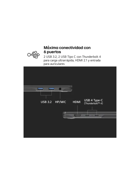 LG Gram 15Z80T-G.AU88B ordenador portatil AMD Ryzen AI 7 350 Portátil 39,6 cm (15.6") Full HD 32 GB LPDDR5x-SDRAM 1 TB SSD