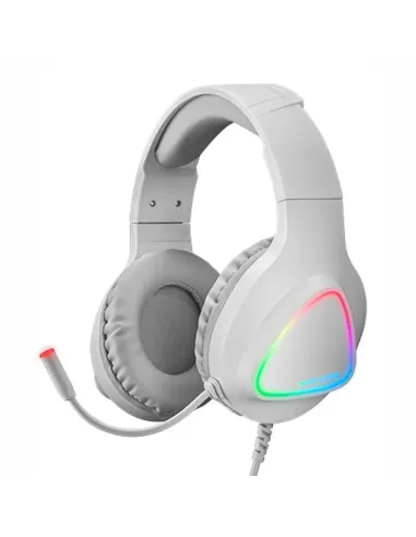 Mars Gaming MH222 Blanco, Cascos Gaming RGB Over Ear con Micrófono, Sonido HiFi, Cancelación de Sonido, Ultraligeros, PS4 PS5 Xb