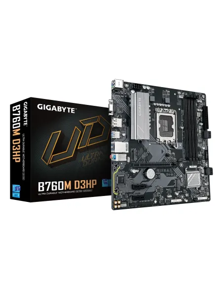 GIGABYTE B760M D3HP Placa Base - Procesadores Intel Core de 14ª Generación, VRM de 4+1+1 fases, hasta 5600 MHz DDR5, 2xPCIe 4.0