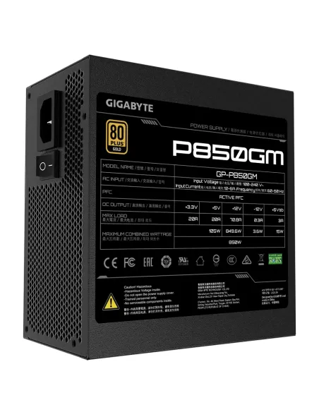 GIGABYTE P850GM unidad de fuente de alimentación 850 W 20+4 pin ATX ATX Negro
