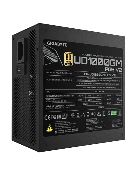 GIGABYTE UD1000GM PG5 V2 Fuente de Alimentación – PCIe Gen 5.1, 80 PLUS Gold, Diseño completamente modular, Ventilador de 120