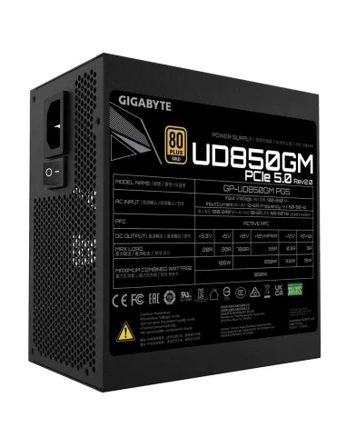 GIGABYTE UD850GM PG5 V2 Fuente de Alimentación – PCIe Gen 5.1, 80 PLUS Gold, Diseño completamente modular, Ventilador de 120