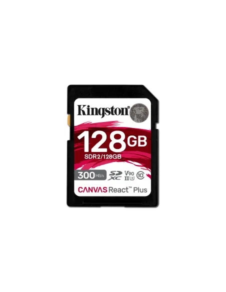 Kingston Technology 128GB Canvas React Plus SDXC UHS-II 300R 260W U3 V90 for Full HD 4K 8K