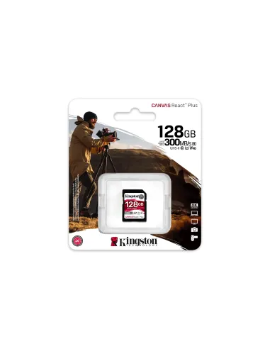 Kingston Technology 128GB Canvas React Plus SDXC UHS-II 300R 260W U3 V90 for Full HD 4K 8K
