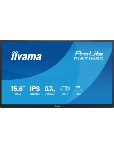 iiyama ProLite P1671HSC-B1 pantalla para PC 39,6 cm (15.6") 1920 x 1080 Pixeles Full HD LCD Negro
