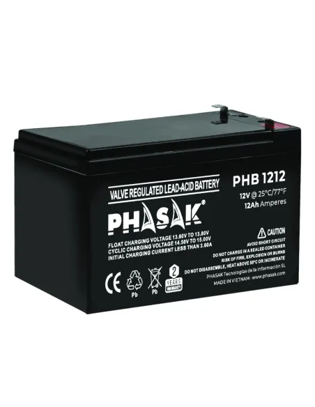 Bateria phasak phb 1212 compatible para sais 12ah 12v acido - plomo