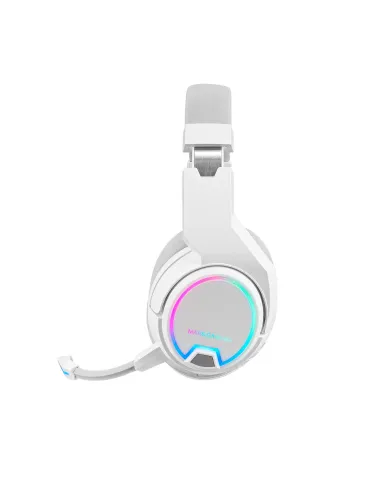 Mars Gaming MHW-100 Blanco, Auriculares Inalámbricos ARGB Flow, Micrófono ENC Extraíble,Cancelación de Ruido Activa ENC +