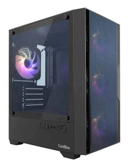 CoolBox GAMING CAJA MATX GM220 FUSION NEGRA MESH USB-C 3.2 GEN1 SIN FTE+ 4 VENT. ARGB