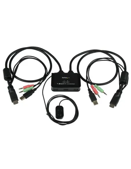 StarTech.com Conmutador Switch KVM 2 puertos HDMI USB Audio con Cables Integrados - 1080p