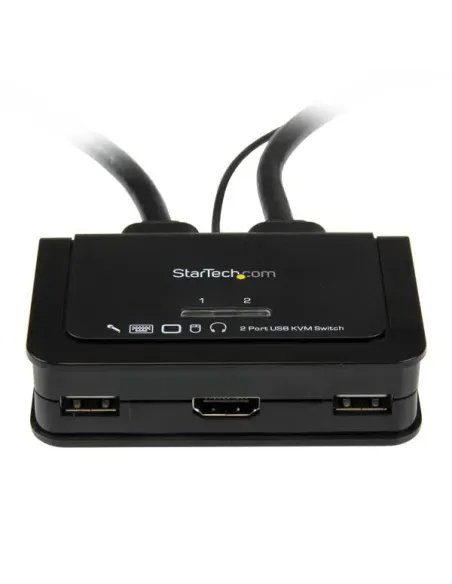 StarTech.com Conmutador Switch KVM 2 puertos HDMI USB Audio con Cables Integrados - 1080p