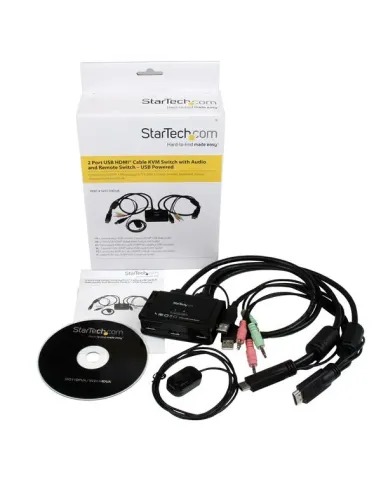 StarTech.com Conmutador Switch KVM 2 puertos HDMI USB Audio con Cables Integrados - 1080p