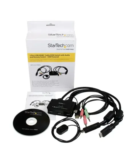 StarTech.com Conmutador Switch KVM 2 puertos HDMI USB Audio con Cables Integrados - 1080p