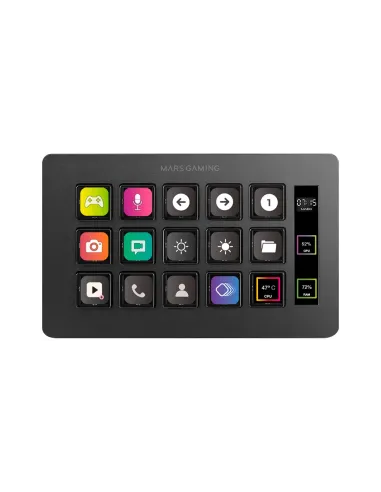 Mars Gaming MSD-ONE, Control Deck Slim, 15 Teclas LCD Personalizables, Pantalla LCD Ampliada, Software de Control y Plug-ins,