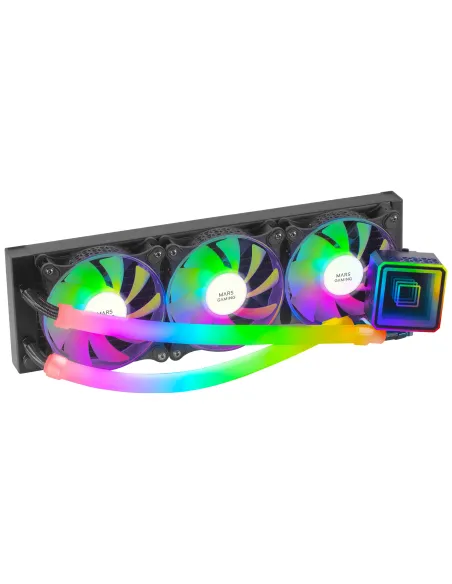 Mars Gaming ML-ULTRA360 Negro, Refrigeración Líquida CPU, TDP 650W, Espejo Infinito, 3 Ventiladores Silenciosos FDB ARGB, Tubos