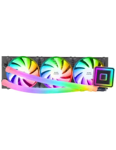 Mars Gaming ML-ULTRA360 Negro, Refrigeración Líquida CPU, TDP 650W, Espejo Infinito, 3 Ventiladores Silenciosos FDB ARGB, Tubos