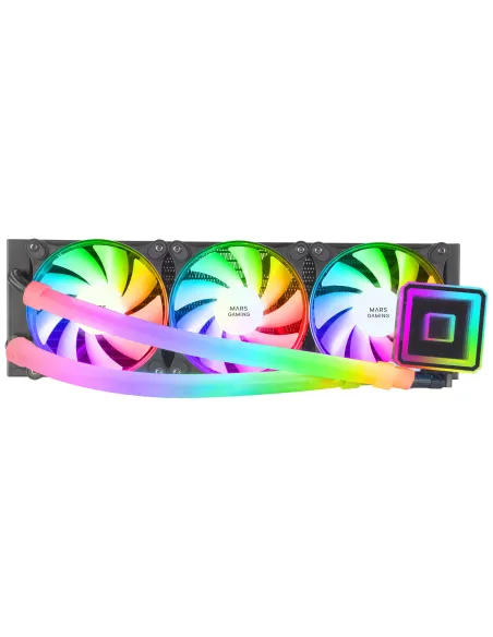 Mars Gaming ML-ULTRA360 Negro, Refrigeración Líquida CPU, TDP 650W, Espejo Infinito, 3 Ventiladores Silenciosos FDB ARGB, Tubos