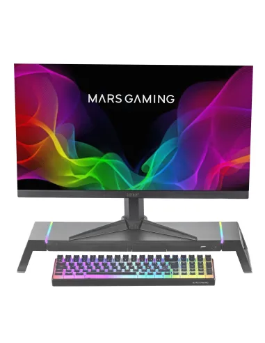 Mars Gaming MGS-ONE Negro, Soporte Monitor RGB Chroma, Tamaño Ajustable, Soporte Smartphone y Tablet, USB Frontal 2.0
