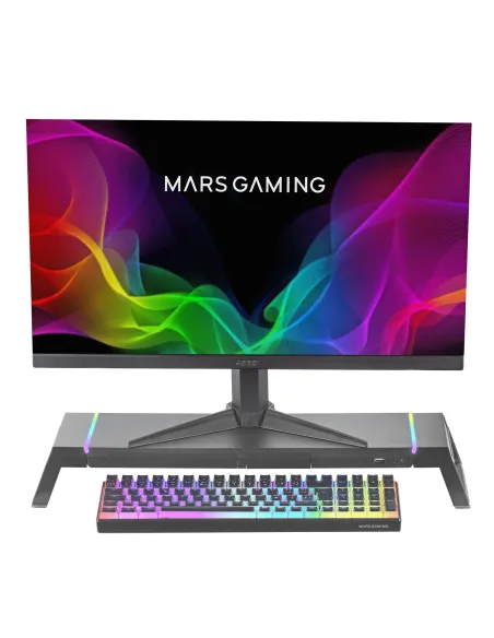 Mars Gaming MGS-ONE Negro, Soporte Monitor RGB Chroma, Tamaño Ajustable, Soporte Smartphone y Tablet, USB Frontal 2.0