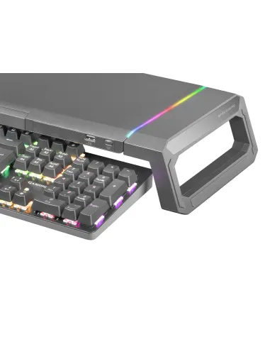 Mars Gaming MGS-ONE Negro, Soporte Monitor RGB Chroma, Tamaño Ajustable, Soporte Smartphone y Tablet, USB Frontal 2.0