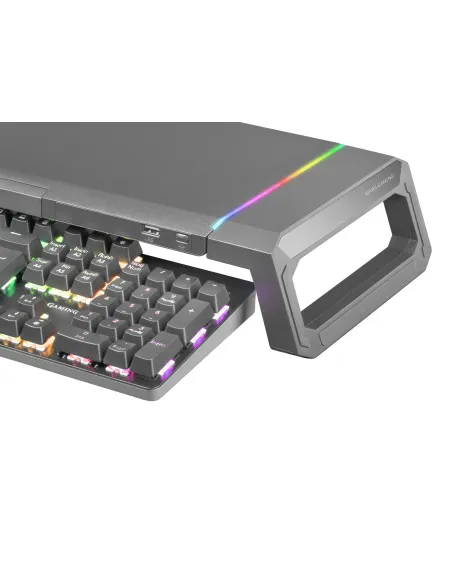 Mars Gaming MGS-ONE Negro, Soporte Monitor RGB Chroma, Tamaño Ajustable, Soporte Smartphone y Tablet, USB Frontal 2.0