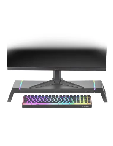 Mars Gaming MGS-ONE Negro, Soporte Monitor RGB Chroma, Tamaño Ajustable, Soporte Smartphone y Tablet, USB Frontal 2.0