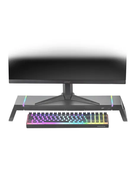 Mars Gaming MGS-ONE Negro, Soporte Monitor RGB Chroma, Tamaño Ajustable, Soporte Smartphone y Tablet, USB Frontal 2.0