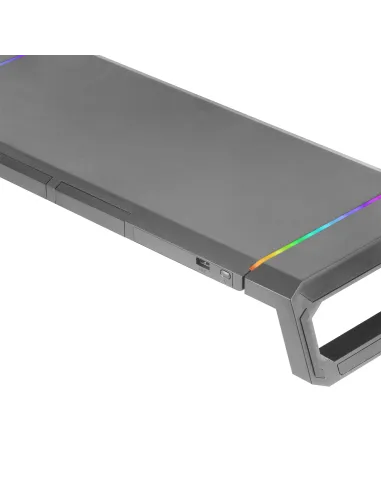 Mars Gaming MGS-ONE Negro, Soporte Monitor RGB Chroma, Tamaño Ajustable, Soporte Smartphone y Tablet, USB Frontal 2.0