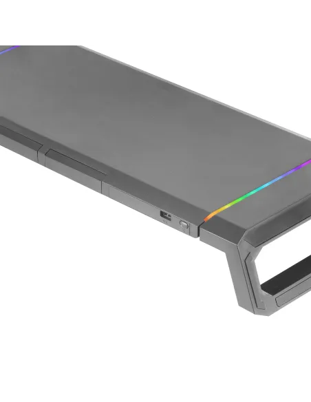 Mars Gaming MGS-ONE Negro, Soporte Monitor RGB Chroma, Tamaño Ajustable, Soporte Smartphone y Tablet, USB Frontal 2.0