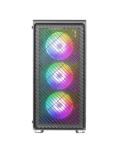 Mars Gaming MC-F, Semitorre Gaming ATX, Ventana Completa Cristal Templado, Frontal Metal-Mesh, 4X Ventiladores ARGB 120mm, Negro 2