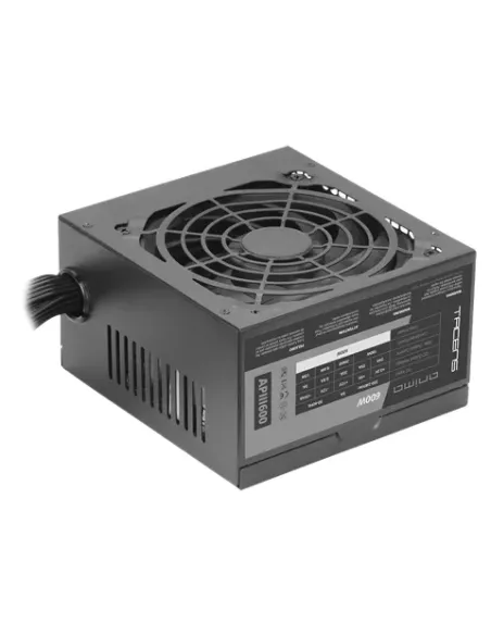 Tacens APIII600, Fuente Alimentación PC ATX 600W, Tecnología SMD 85% Bronze 12V, Ventilador Ultra-silencioso 12cm, Negro
