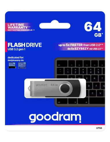 Goodram UTS3 unidad flash USB 64 GB USB tipo A 3.2 Gen 1 (3.1 Gen 1) Negro