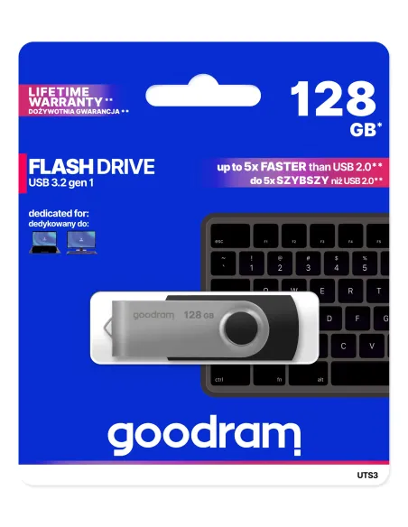 Goodram UTS3 unidad flash USB 128 GB USB tipo A 3.2 Gen 1 (3.1 Gen 1) Negro