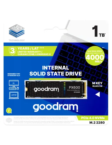 Goodram SSDPR-PX600-500-80 unidad de estado sólido 500 GB M.2 PCI Express 4.0 NVMe 3D NAND