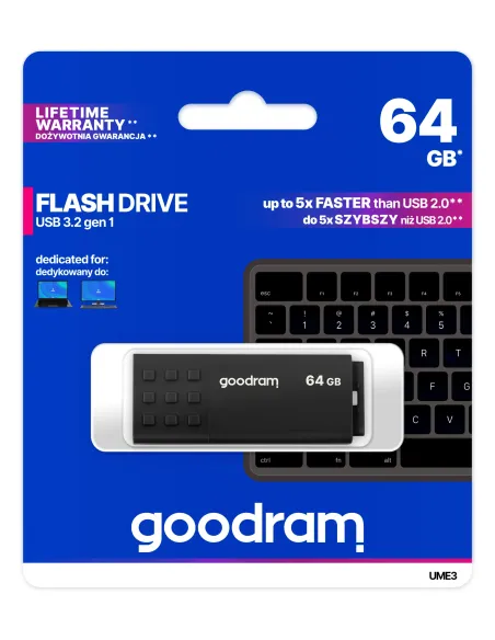 Goodram UME3 unidad flash USB 64 GB USB tipo A 3.2 Gen 1 (3.1 Gen 1) Negro