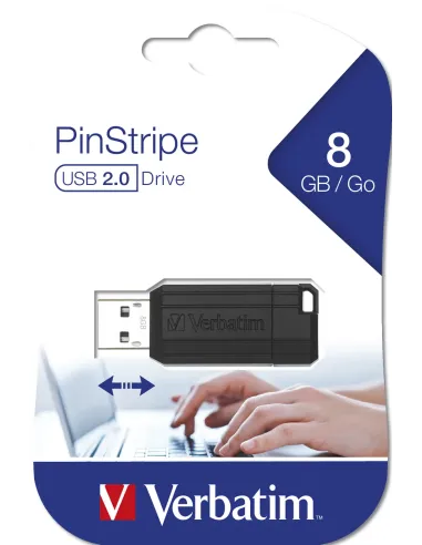 Verbatim PinStripe - Unidad USB de 8 GB - Negro