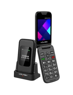 Telefono movil volfen orion dual max tipo concha negro base de carga