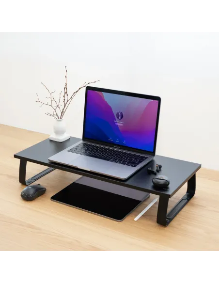TooQ Soporte Elevador Multiusos para Monitor Portátil, Negro