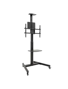 TooQ “COMETA” Soporte de Suelo con Ruedas con Regulación de Altura para Pantallas 37"- 70", Rotación 90°, Negro