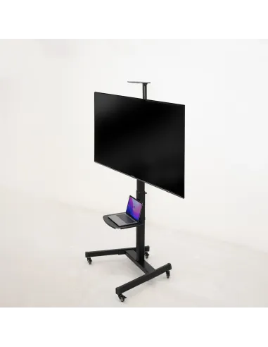 TooQ “COMETA” Soporte de Suelo con Ruedas con Regulación de Altura para Pantallas 37"- 70", Rotación 90°, Negro