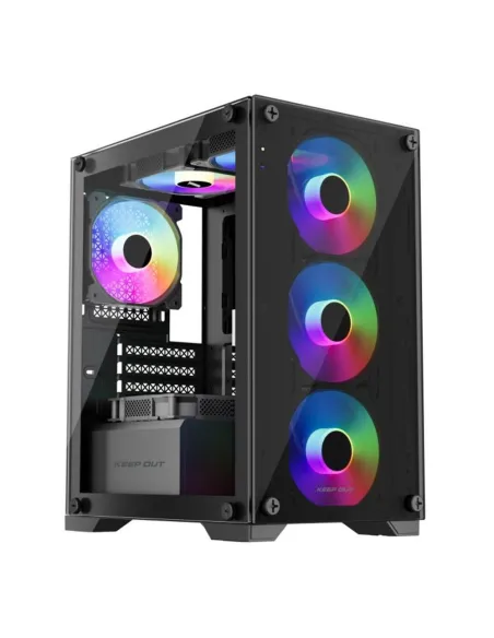 Caja ordenador gaming keep out xc - 201 glass matx argb cristal templado negro