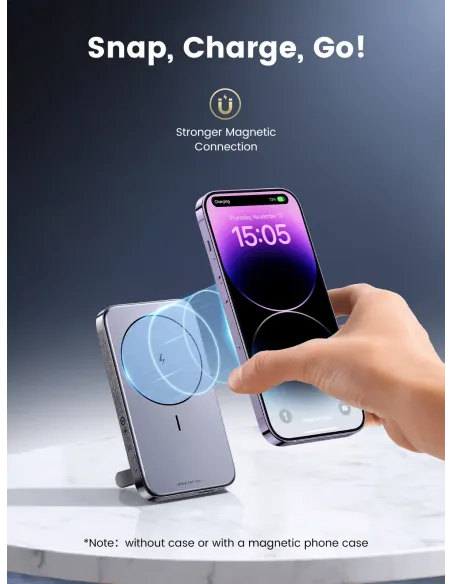 Ugreen 10000mAh Mini Powerbank Wireless 20W with MagSafe grey