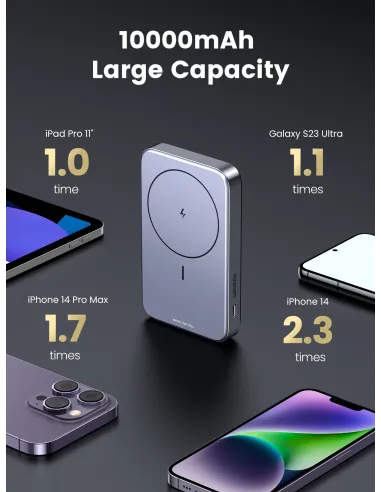 Ugreen 10000mAh Mini Powerbank Wireless 20W with MagSafe grey