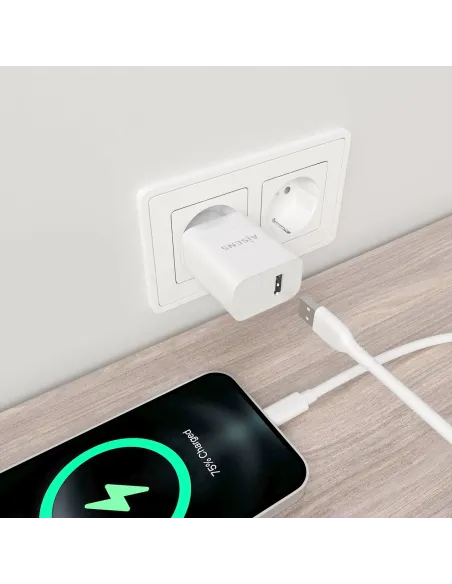 AISENS Cargador USB 10W alta eficiencia, 5V 2A, Blanco