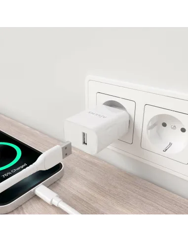 AISENS Cargador USB 10W alta eficiencia, 5V 2A, Blanco