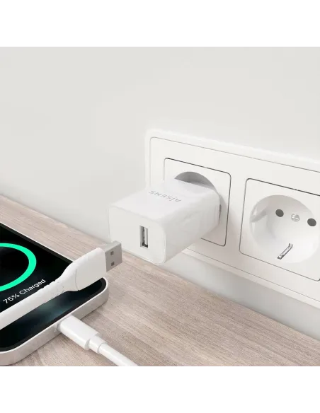 AISENS Cargador USB 10W alta eficiencia, 5V 2A, Blanco