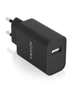 AISENS Cargador USB 10W alta eficiencia, 5V 2A, Negro